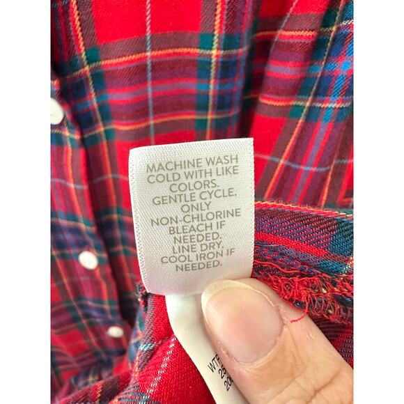 J. JILL | Petite Red Plaid Button Up Long Sleeve Shirt Top | XL - Picture 7 of 7